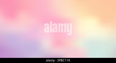 Abstrakter verschwommener Pfirsich- und Rosa-Farbverlaufshintergrund mit weicher orangefarbener Körnertextur. Stock Vektor