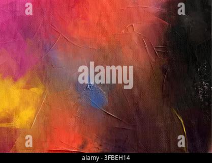 Abstraktes Ölfragment mit lebendiger mehrfarbiger Impasto-Technik und dicken Texturen. Stockfoto