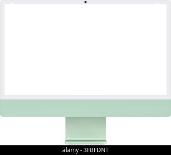Realistischer grüner Monitor mit leerem Bildschirmrahmen-Overlay-Mockup. PC-Bildschirmentemplate isoliert auf transparentem Hintergrund. Vorderansicht des Geräts. Monoschwarzer Displayrahmen Stock Vektor