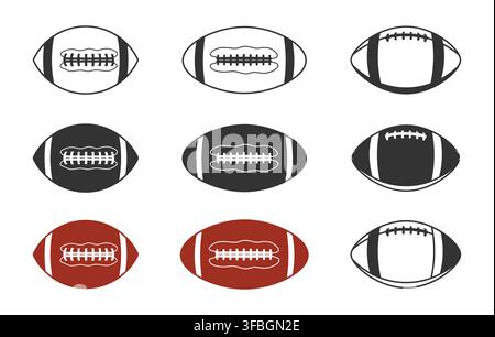 Amerikanischer Football Vektorillustration, Amerikanischer Football SVG, Silhouette eines amerikanischen Balls, Umriss eines Sportballs, Amerikanischer Football Clipart, Amerikanischer Fußb Stock Vektor