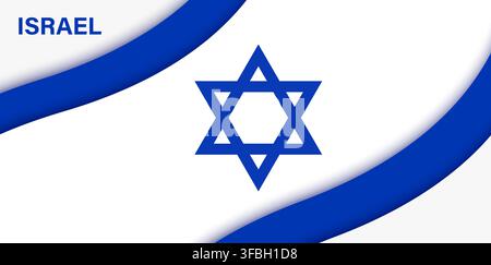 Papiergeschnittene Flagge Israels 12. Mai Unabhängigkeitstag nationaler Feiertag Papierschnitt-Banner, zentraler Davidstern und fließende blaue und weiße Bänder für Nationalstolz und Feier zu einem patriotischen Ereignis Stock Vektor