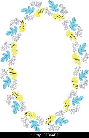Ovale Rahmentemplate mit Blattelementen-Dekoration. Design für eine Baby-Party Stock Vektor