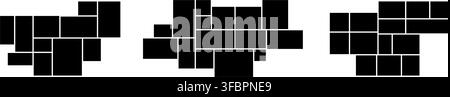 Sammlung von Vektor-Fotogitter-Vorlagen. Layout-Set mit leeren Rahmen und geometrischen Blöcken. Design-Hintergrund für Banner, Poster, Karten a Stock Vektor