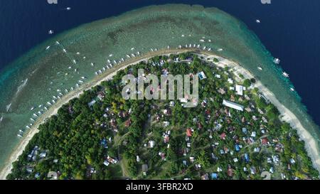 Tropische Insel mit türkisfarbenem Wasser und Korallenriff Stockfoto