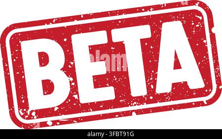beta roter rechteckiger Grunge-Stempel auf transparentem Hintergrund. beta Stempel Stock Vektor