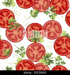 Tomaten-Scheiben nahtloses Muster Hintergrundillustration Stockfoto
