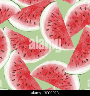 Nahtloses Wassermelonenmuster. Hintergrund mit Wassermelonenscheiben Stockfoto