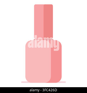 Flache Vektorillustration einer Flasche rosa Nagellack, die Schönheit, Kosmetik, Maniküre und Mode darstellt Stock Vektor