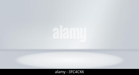 Heller weißer Hintergrund, leeres Studio auf graugrauem Podest. Graue Wandkulisse und Scheinwerferboden, abstrakte minimalistische Produktpräsentation. Präsentation Stock Vektor