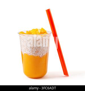 Mango-Sago-Dessertgetränk mit Tapiokaperlen Stockfoto