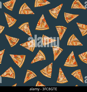 Vektorisolierte Illustration eines Musters mit Pizzaschnitten. Stock Vektor
