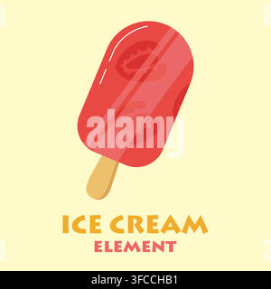 Erdbeer-Popcorn-Eis-Flachvektorillustration Stock Vektor