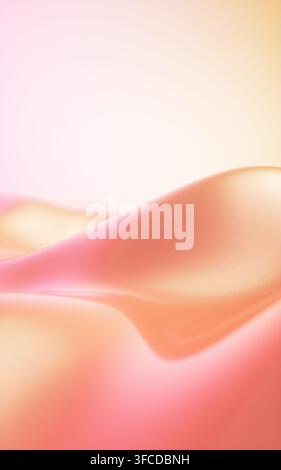 Abstrakte orangefarbene Wellen, sanfte Kurven, Farbverlaufshintergrund. Minimalistisches Design. Weiches Licht, fließende Formen. 3D-Rendering. 3D-Illustration. Stockfoto