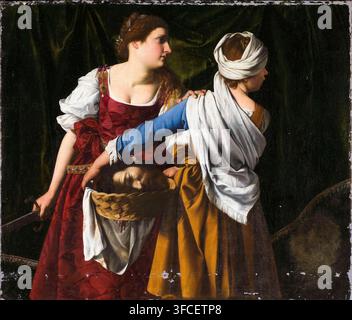 Orazio Gentileschi und Artemisia Gentileschi, Judith und ihre Magd mit dem Haupt des Holofernes, Gemälde in Öl auf Leinwand, um 1608 Stockfoto
