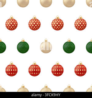 Weihnachtsball zum Volleyball. Einzigartiges weihnachtliches Nahtloses Muster mit festlichen Ornamenten und Volleyballen für einen verspielten saisonalen Hintergrund.. Stock Vektor