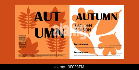 Herbst-Illustrationsset. Muster und einfache Bilder. Hallo Herbst. Hintergrund für Verkaufsbanner, Poster, Flyer, Cover. Herbstkarte Stock Vector Stock Vektor