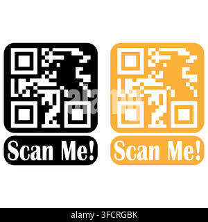Farbenfrohes QR-Code-Element-Banner-Grafik-Illustration Stock Vektor