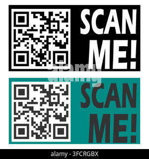 Farbenfrohes QR-Code-Element-Banner-Grafik-Illustration Stock Vektor