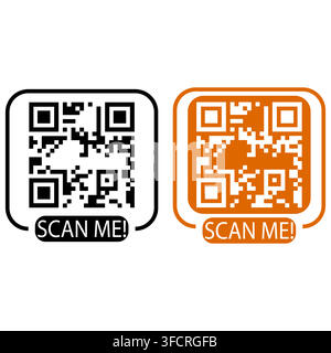 Farbenfrohes QR-Code-Element-Banner-Grafik-Illustration Stock Vektor