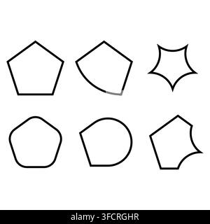 Abstrakte geometrische Formensammlung isoliert auf weißem Hintergrund Stock Vektor