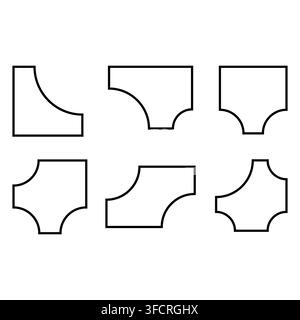 Abstrakte geometrische Formensammlung isoliert auf weißem Hintergrund Stock Vektor