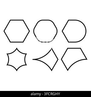 Abstrakte geometrische Formensammlung isoliert auf weißem Hintergrund Stock Vektor
