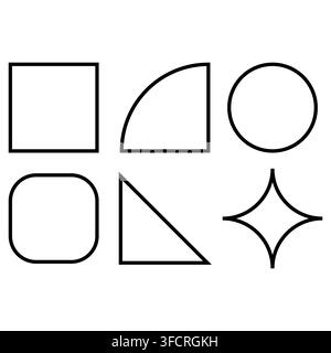 Abstrakte geometrische Formensammlung isoliert auf weißem Hintergrund Stock Vektor
