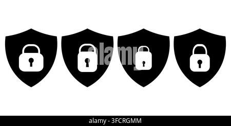 Sicherheitsschild-Symbolset, Schutzsymbole, Sicherheitssymbol mit Häkchen und Schlosszeichen Stock Vektor