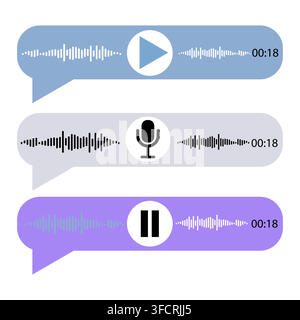 UI-Design-Layout für Voice-Note-Player mit Mikrofon- und Pausenknopf Stock Vektor