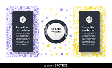Infografik-Vorlage mit Symbolen und 2 Optionen oder Schritten. Dunkle Banner Kann für Workflow-Layout, Diagramm, Webdesign verwendet werden. Vektorillustration Stock Vektor