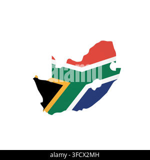 Südafrika – Silhouette der Landkarte mit Nationalflagge. Einfache Illustration des flachen Vektors. Stock Vektor