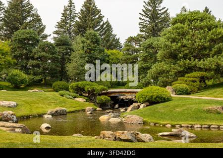Nikka Yuko japanischer Gartenlandschaft. Stockfoto