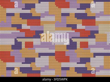 Nahtlose Strickmuster. Geometrisches Strickgarnmuster zum Umwickeln. Farbenfrohe Baumwoll-Textil- und Seidenmuster für Hintergrund und Tapeten. Stockfoto