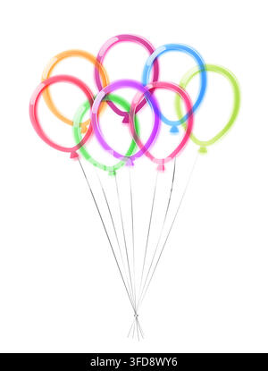 Lebendige Ansammlung von glänzenden Glassmorphismus-Luftballons in Regenbogenfarben, die ein modernes, durchscheinendes und ätherisches Ästhetik gegen einen weißen Hintergrund präsentieren Stock Vektor