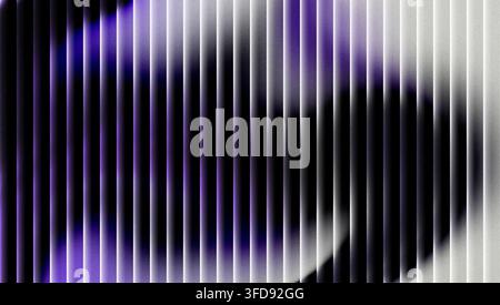 Abstrakter Hintergrund mit einem Muster aus vertikalen Linien und einem sanften lila Farbverlaufseffekt, der eine moderne und dynamische visuelle Textur erzeugt. Stockfoto