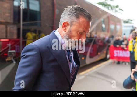 Aberdeen, UK. 30. Aug., 2026. Rangers-Manager Derek McInnes kommt für das Aufeinandertreffen von Aberdeen und Rangers in der Scottish Premiership im Pittodrie an. Credit: Tim Gray/Alamy Live News Stockfoto