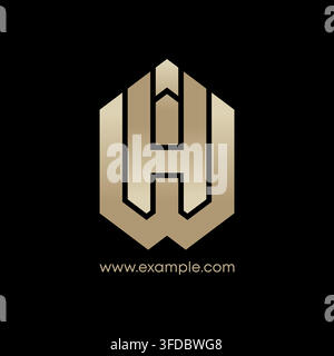 Modernes geometrisches H-Buchstaben-Wappen-Logo stilvolles Template in Schild-Sechseck-Layout für Luxus-Korporationsidentität, Immobilien, Technologie und Premium-Geschäft. Stock Vektor
