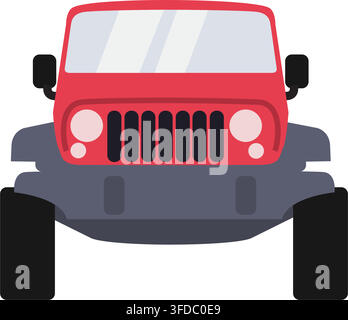 Flaches Vektor-Rotes SUV 4x4 Geländewagen Frontansicht Symbol Stock Vektor