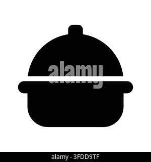 Minimalistische Kochtopf-Ikone, die Küchengeräte, Auflaufform, Lebensmittelzubereitung, Restaurant-Kochausrüstung und Home-Cooking-Design-Element darstellt Stock Vektor