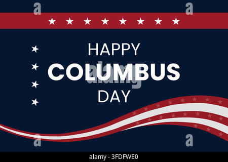 Fröhliches Columbus-Day-Grußkartendesign mit amerikanischen Flaggenfarben und weißen Sternelementen Stock Vektor