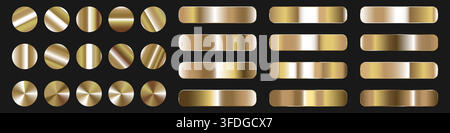 Premium-Gold-Gradienten-Kollektion mit metallischen Folientexturen. Radiale Gold-Mesh-Gradienten. Luxus-Gold-Farbpalette mit Bronze und Kupfer Stock Vektor