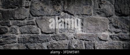 Panoramischer grauer Steinmauer-Texturhintergrund Stockfoto