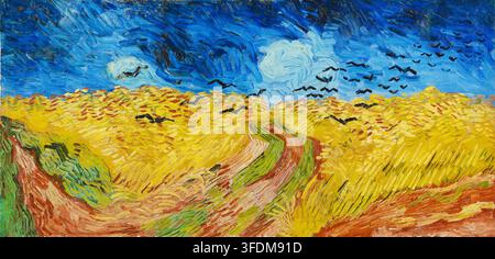 Weizenfeld mit Krähen. Vincent van Gogh. 1890. Stockfoto