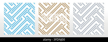 Satz abstrakter geometrischer Muster. Nahtlose Vektorhintergründe. Farbige Ornamente Grafische moderne Muster einfaches Gittergrafik-Design Stock Vektor