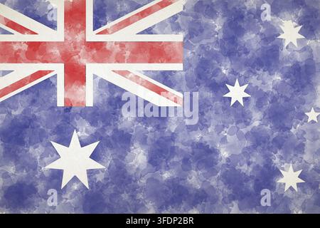 Patriotische digitale Illustration. Aquarellflagge Australiens. Australisches Design. Hochwertige Illustration Stockfoto