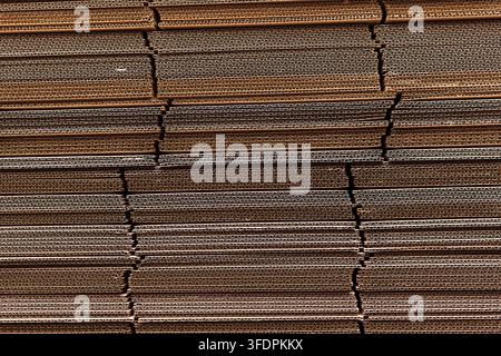 Gestapelte Wellplatten-Textur-Hintergrund Stockfoto