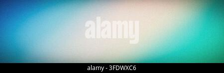 Glattes abstraktes blau-beiges türkisfarbenes Hintergrundgefälle mit körniger Textur im Breitformat für Tech-Wallpaper Stockfoto