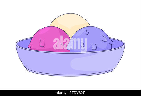 Schmelzende Eiscreme-Scoop in Schüssel 2D-Cartoon-Clipart Stock Vektor