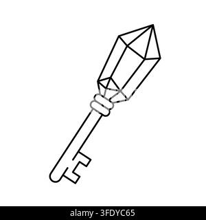 Magischer Kristallschlüssel oder Zauberstab Fantasy esoterische Vektorgrafik. eps 10. Stock Vektor