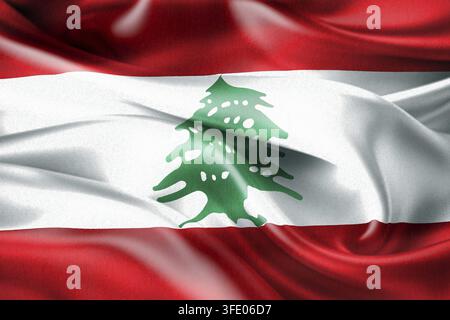 3D-Illustration einer libanesischen Flagge - realistisch winkende Stoffflagge Stockfoto